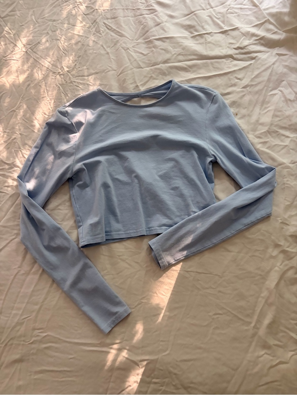 H&M Pale Blue Long-Sleeve Cropped Top